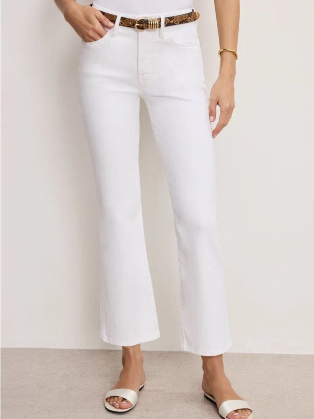 Good American Good Legs Crop Mini Boot Jeans in White 20W